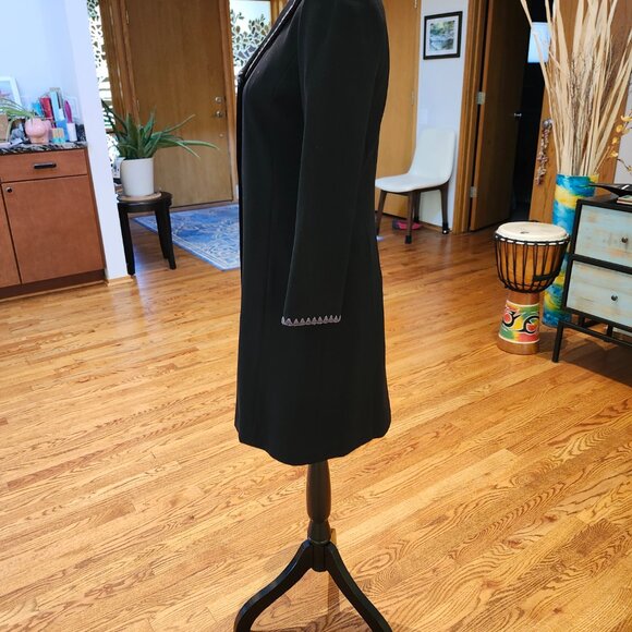 NANETTE LEPORE Duster Dress Suit Black with Gray Crochet Trim - Picture 3 of 16